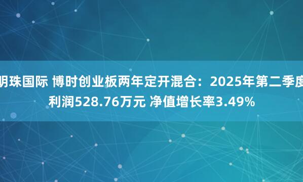 明珠国际 博时创业板两年定开混合：2025年第二季度利润528.76万元 净值增长率3.49%